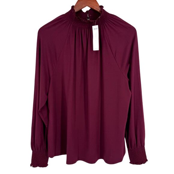 NEW NWT Chicos Plus Size XXL 2X 4 Maroon Christmas Stretchy Blouse Shirt Top Red - Picture 1 of 7